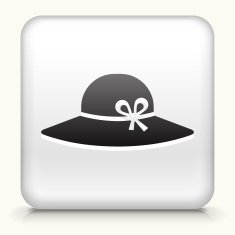 White Square Button with Sun Hat Icon N2