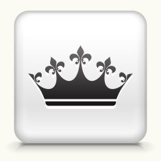 White Square Button with Crown Icon N2