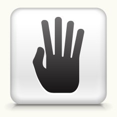 White Square Button with Four Fingers Icon
