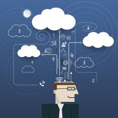 Businessman with cloud computing network information space N2