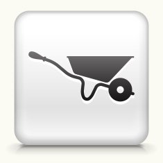 White Square Button with Wheelbarrow