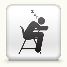 White Square Button with Sleeping on School Desk N2