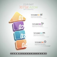 Four Part 3D Flat Arrow Infographic