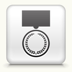 White Square Button with Medal Icon