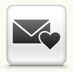 White Square Button with Love Letter and Heart
