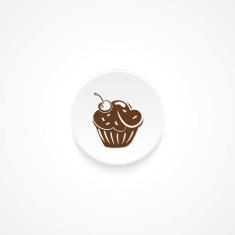 Modern Flat Rounde icon With Shadow And Cupcake N2