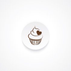 Modern Flat Round icon With Shadow And Cupcake N3