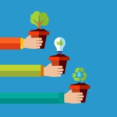 Human go green flat design concept background