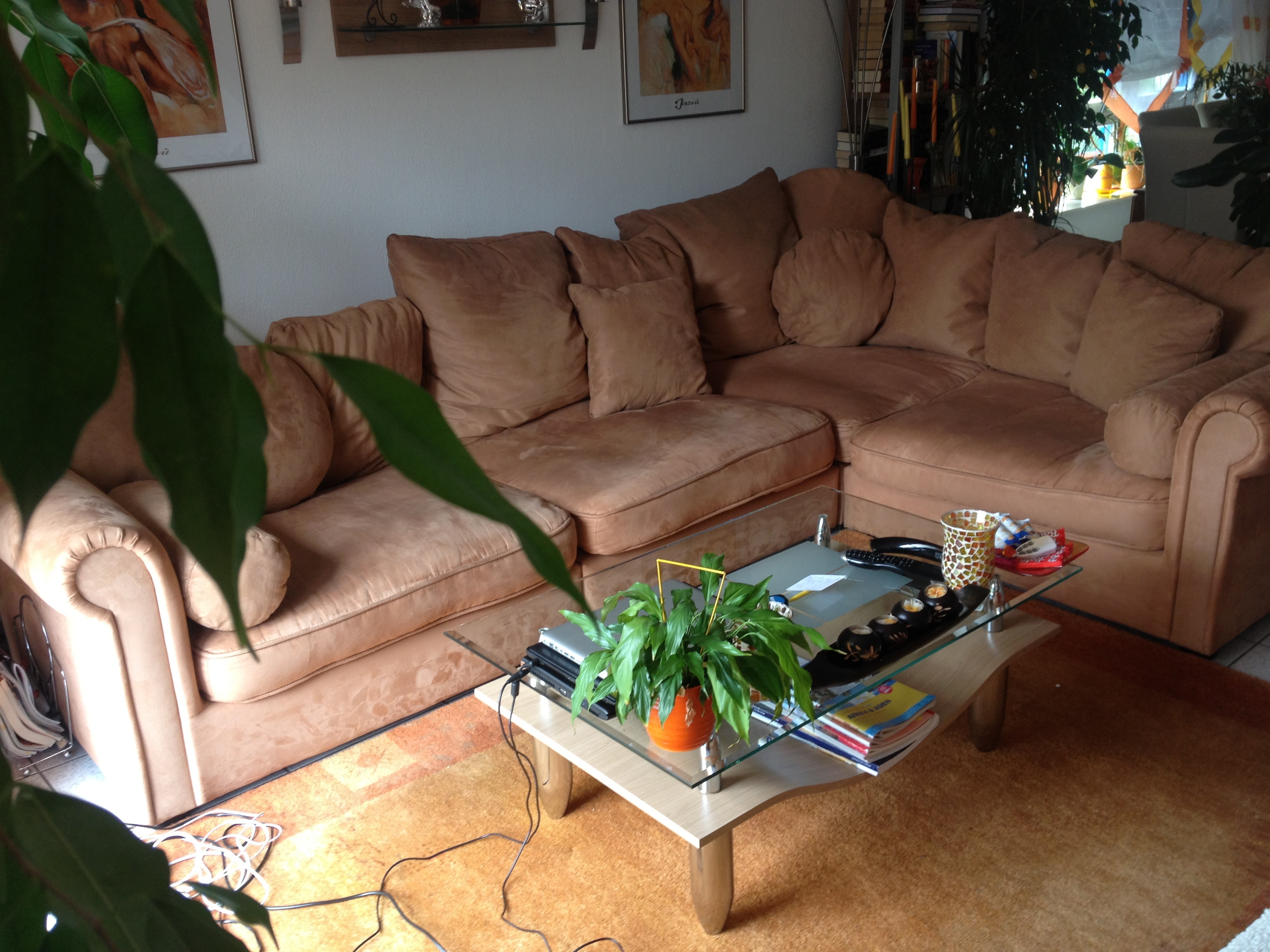 Corner sofa in the living room with light free image download