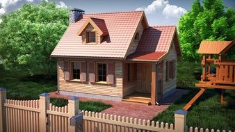 house fence 3d drawing