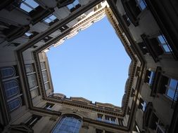 Bottom view of buildings