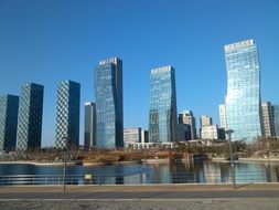 Skyscrapers in downtown, korea, Songdo