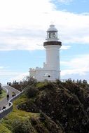 white lighthouse on the picturesque coast