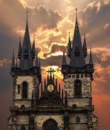 Mary's church in the evening in Prague, Czech Republic