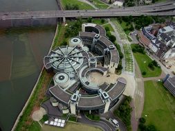 top view of the parliament building in dusseldorf