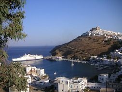 Mountains and port in greece