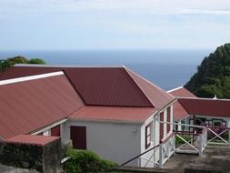 panoramic view of the red roof of modern real estate