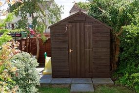 shed among the picturesque garden