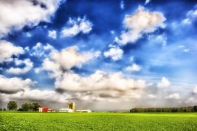 Beautiful landscape with the farm in the countryside