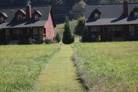 log cabin meadow landscape countryside