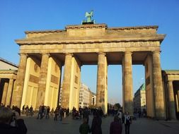 Branderburg Gate in the bright sun on blue sky background