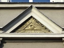 masonic sign, relief on building, poland, bydgoszcz