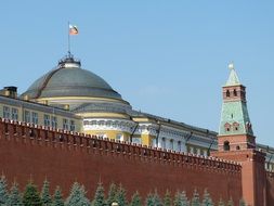 red square brick wall in kremlin Moscow