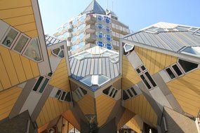 cube houses on stilts in Rotterdam