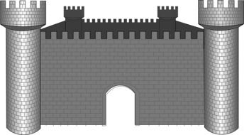 medieval knightâs castle, greyscale drawing