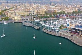 photo of sailboats in the port of Barcelona, Spain