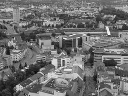 Black and white photo of the cityscape