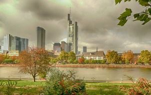 City buildings near the river in Dresden