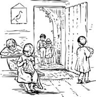 library in the school drawing