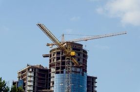hoisting crane at the construction site, russia, samara