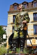 cyrano de bergerac monument at historical building, france, dordogne