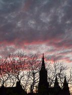 ulm cathedral silhouette at colorful sunset sky, germany, mÃ¼nster