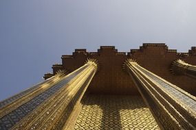 low angle view of golden temple in thailand, bangkok