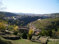 panoramic view of a medieval fortress on a sunny day