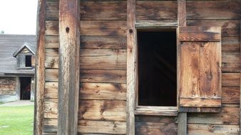 window in traditional wooden architecture