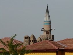 distant view of a minaret in a Turkish mosque
