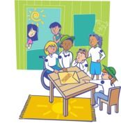 clubhouse boys and girls as a drawing