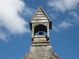 church bell tower on the blue sky background