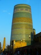 A wide minaret tower in Khiva