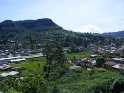 panoramic view of the village among the hills and beautiful nature