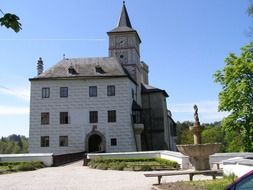 historical castle with clock tower