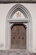 arch over the front door to the chapel