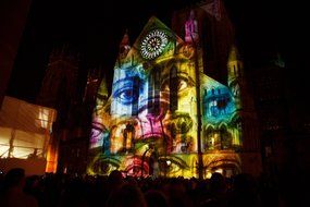 video projection on a church facade