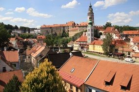 view of the red city rooftops in the Czech Republic