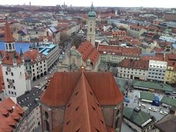 roof view of historical city, germany, bavaria, munich