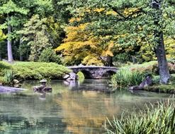 Over water bridge in a japanese garden